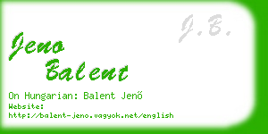 jeno balent business card